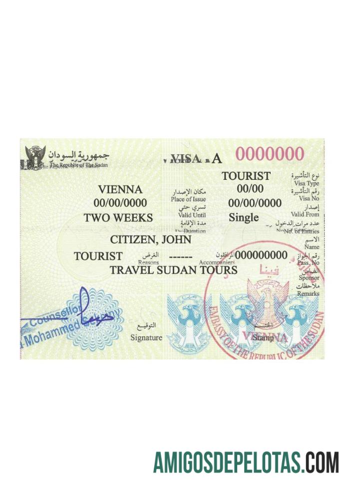 Visto de viagem para o Sudão versão 2 modelo